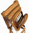 Genuine LEATHER Cross Body Slim Purse Organizer 5 Zipper 5 Color