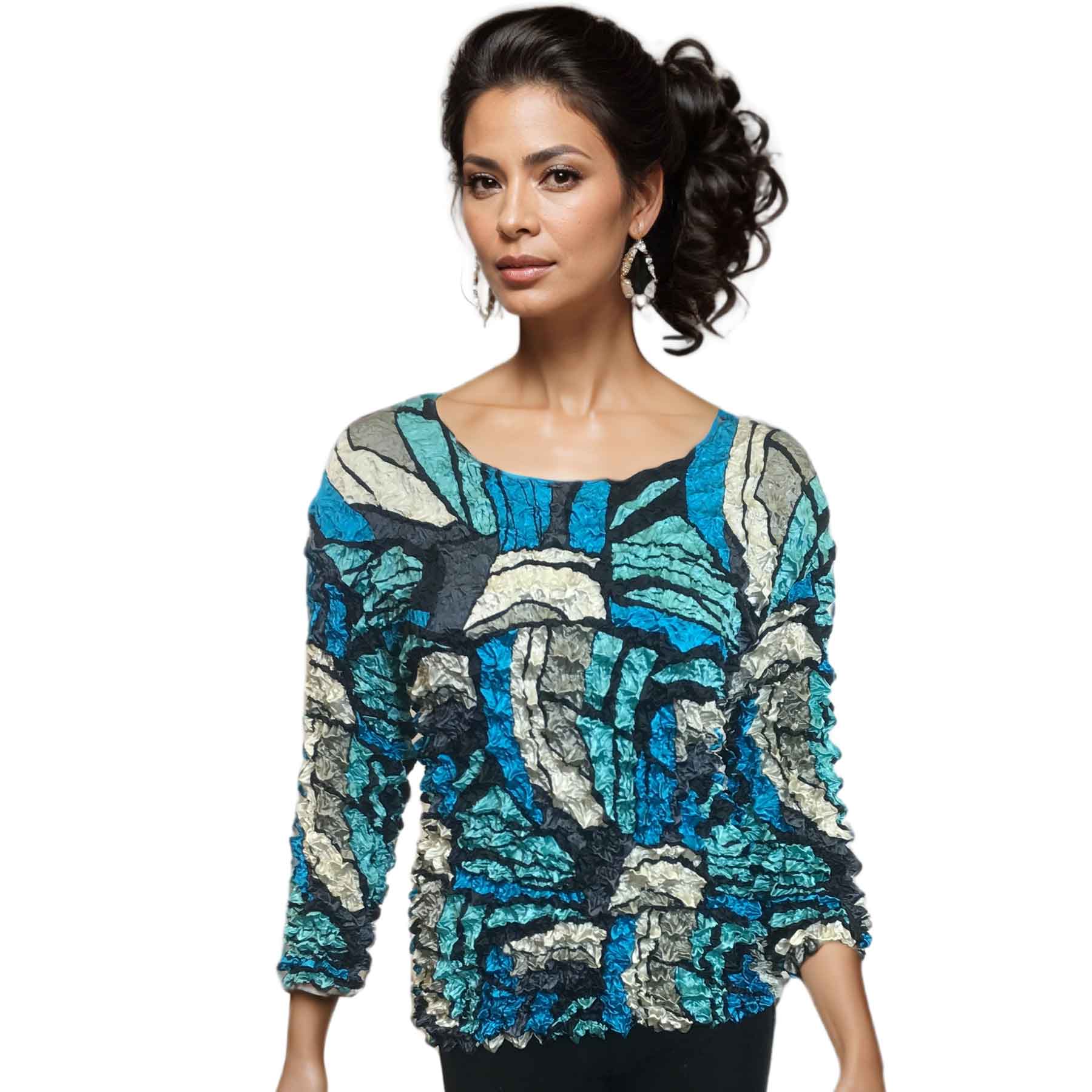 232 - GOURMET Popcorn - Three Quarter Sleeve - Pop Art - Turquoise