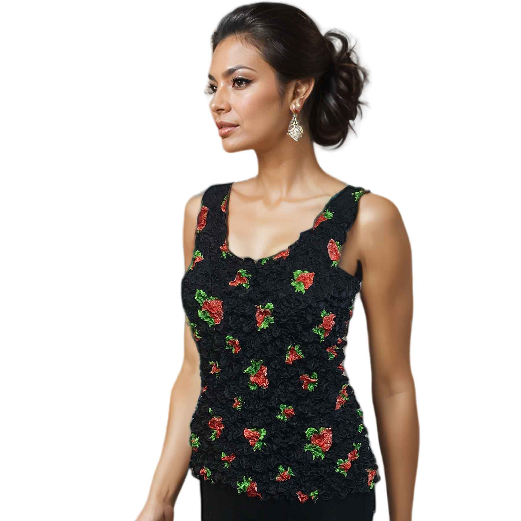 281- GOURMET Popcorn - Tank Tops - Strawberry Print on Black MB